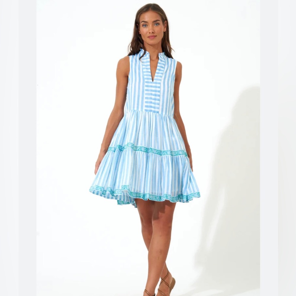 Oliphant - YOKE DRESS- NASSAU BLUE - Large - NWT